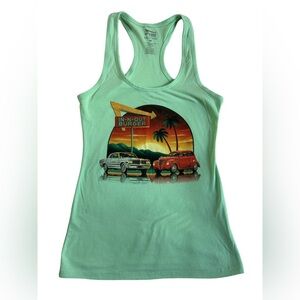 women's rare In-N-Out Burger mint green racerback tank with retro graphic MED